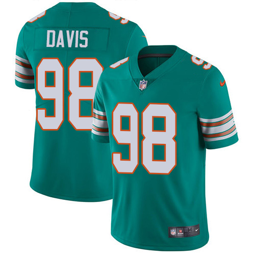 Miami Dolphins #98 Raekwon Davis Aqua Green Alternate Men Stitched NFL Vapor Untouchable Limited Jersey